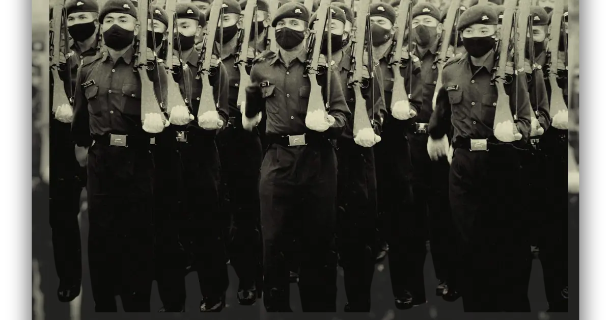 Army Personnel marching during Parade.